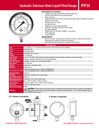 Thumbnail of document Data Sheet - PFH Hydraulic SS liquid filled Press. Gauge
